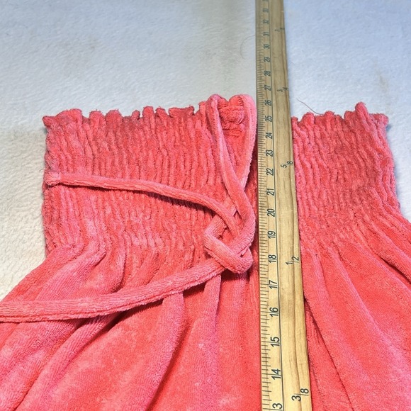 Aeropostale Terry Cloth Cover Up Dress Women Large Coral Romper Smocked Halter - Picture 4 of 7
